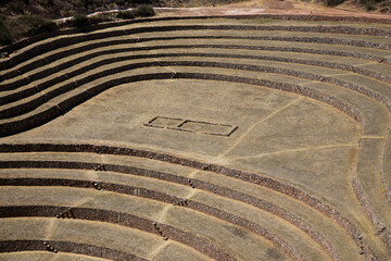 Agricultural terraces in the Sacred Valley. Moray in Cusco, Sacred Valley, Peru