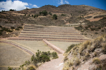 Agricultural terraces in the Sacred Valley. Moray in Cusco, Sacred Valley, Peru