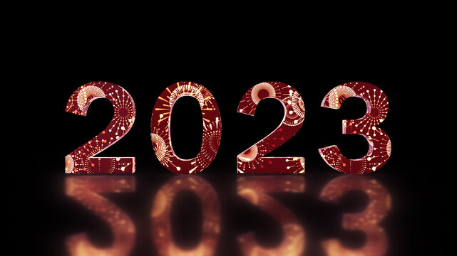 Chinese new year 2023 year of the rabbit. Chinese New Year background with golden fireworks on text 2023. Chinese new year party background. 