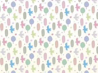 北欧モチーフのカラフルで可愛いパターンデザイン背景