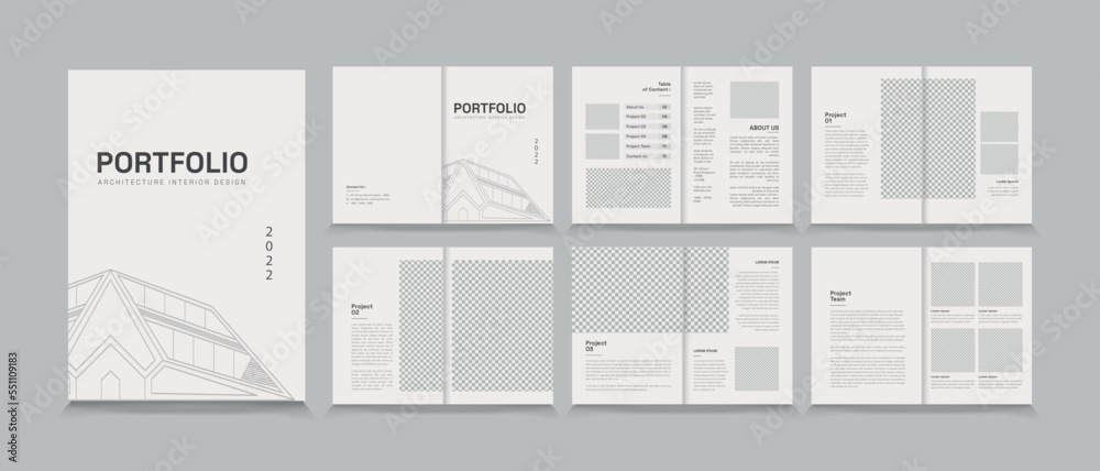 Wall mural architecture and interior portfolio layout design, a4 standard size print ready brochure template. a