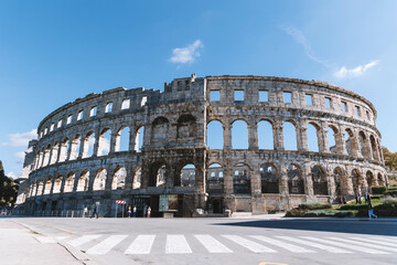 Pula ancient Roman amphitheater crosswalk