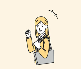 就活、出勤、仕事など頑張る若い女性のイラスト