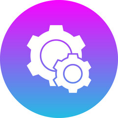 Gear Gradient Circle Glyph Inverted Icon