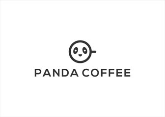 panda coffee mug logo vector icon illustration