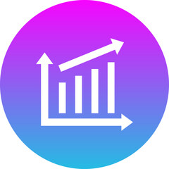 Bar Chart Gradient Circle Glyph Inverted Icon