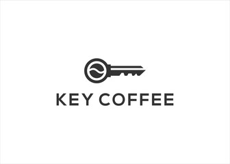 coffee and key logo vector design template