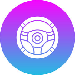 Steering Wheel Gradient Circle Glyph Inverted Icon