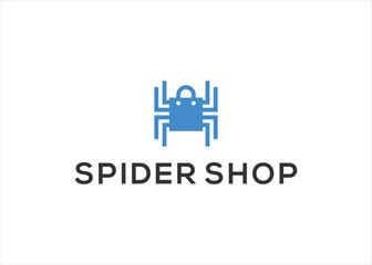 spider shop logo design vector template