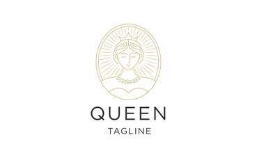 Fototapeta premium Queen line logo icon design template flat vector