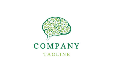 Nature brain logo icon design template