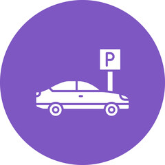 Parking Multicolor Circle Glyph Inverted Icon