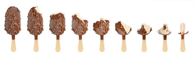 Ice cream in different stages of eating