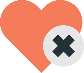 Obraz premium heart and wrong sign illustration in minimal style