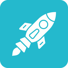 Rocket Multicolor Round Corner Glyph Inverted Icon