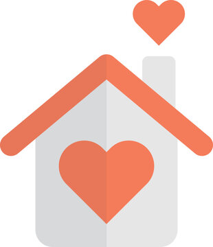 cute house and heart illustration in minimal style