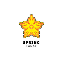floral badge sticker with spring today slogan