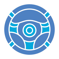 Steering Wheel Glyph Two Color Icon