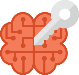 brain and key illustration in minimal style