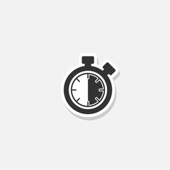 Stopwatch icon sticker isolated on white