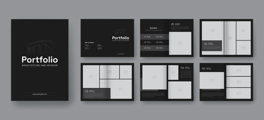 Architecture and interior portfolio layout design, a4 standard size print ready brochure template. 
Architecture portfolio design, a4 size brochure design for interior.

