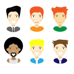 Smile male people avatar set. different men characters collection isolated