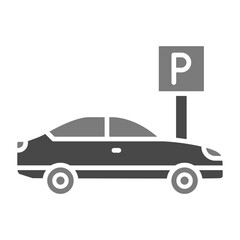 Parking Greyscale Glyph Icon