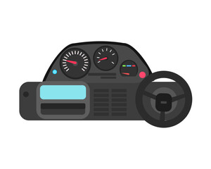 Fototapeta premium Car dashboard with speed display vector illustration