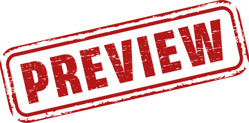 Preview grunge rubber stamp. Vintage old red color texture frame, Preview element for your product. Vector illustration.