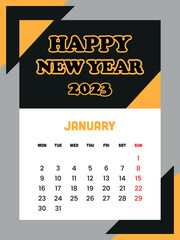 2023 new year calendar template design
