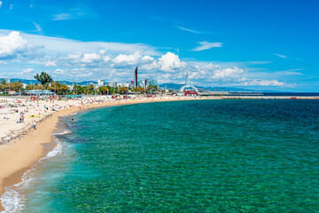 Obraz premium Nova Icaria Beach, Barcelona, Catalonia, Spain, Europe