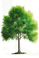 illustration of green leaf tree isolated on white background 
