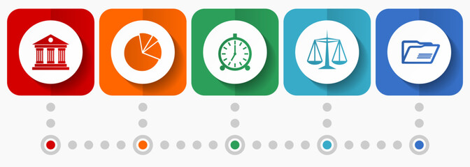 Education vector icons, school flat design web buttons collection, business concept infographic template