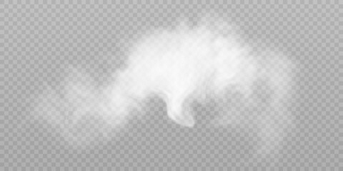 Translucent smoke isolated on a transparent background. Steam effect special effect. Vector texture of steam, fog, cloud, smoke.