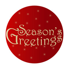 Round icon, background, card with New Year and Christmas design. Red and gold colors. For backgrounds, greetings, printing