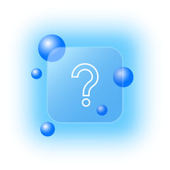 Question icon. Uncertainty, business, interest, earnings, productivity. Question concept. Glassmorphism style. Vector line icon for business