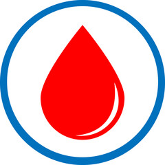 Blood drop isolated on white circle