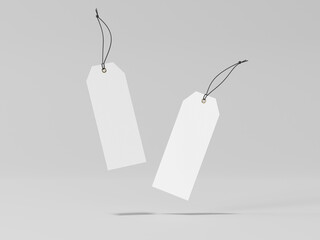 Blank white hexagon label mockup, clothing tag, 3d rendering, 3d modeling