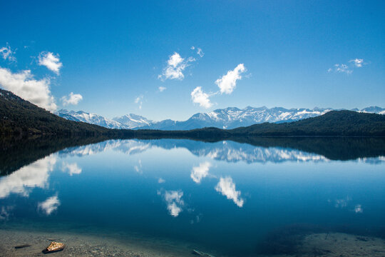 Beautiful Lake with Snowy Mountains Himalaya Rara Lake National Park Mugu Karnali Nepal Green Blue © Jasper Neupane