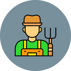 Farmer Multicolor Circle Filled Line Icon