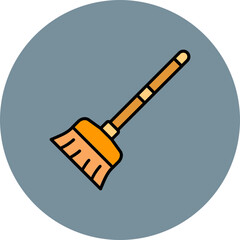 Broom Multicolor Circle Filled Line Icon