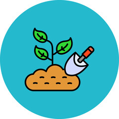Planting Multicolor Circle Filled Line Icon
