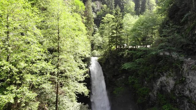 elevit waterfall forest drone video still image Rize Turkey