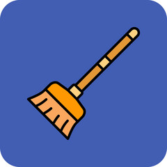 Broom Multicolor Round Corner Filled Line Icon