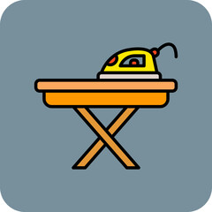 Ironing Multicolor Round Corner Filled Line Icon