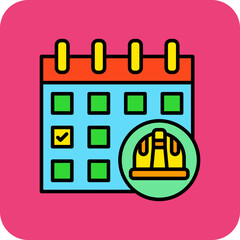 Labor Day Multicolor Round Corner Filled Line Icon