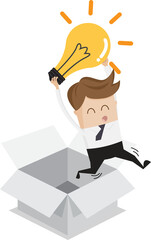 businessman with bulb idea