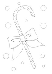 Coloring page for kids. Christmas lollipop. Christmas doodle set. Layout in A4 size.