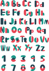 English alphabet and Arabic numerals in Bauhaus style