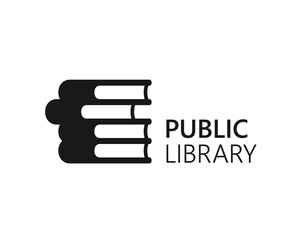 Vector logo with book stack for public library